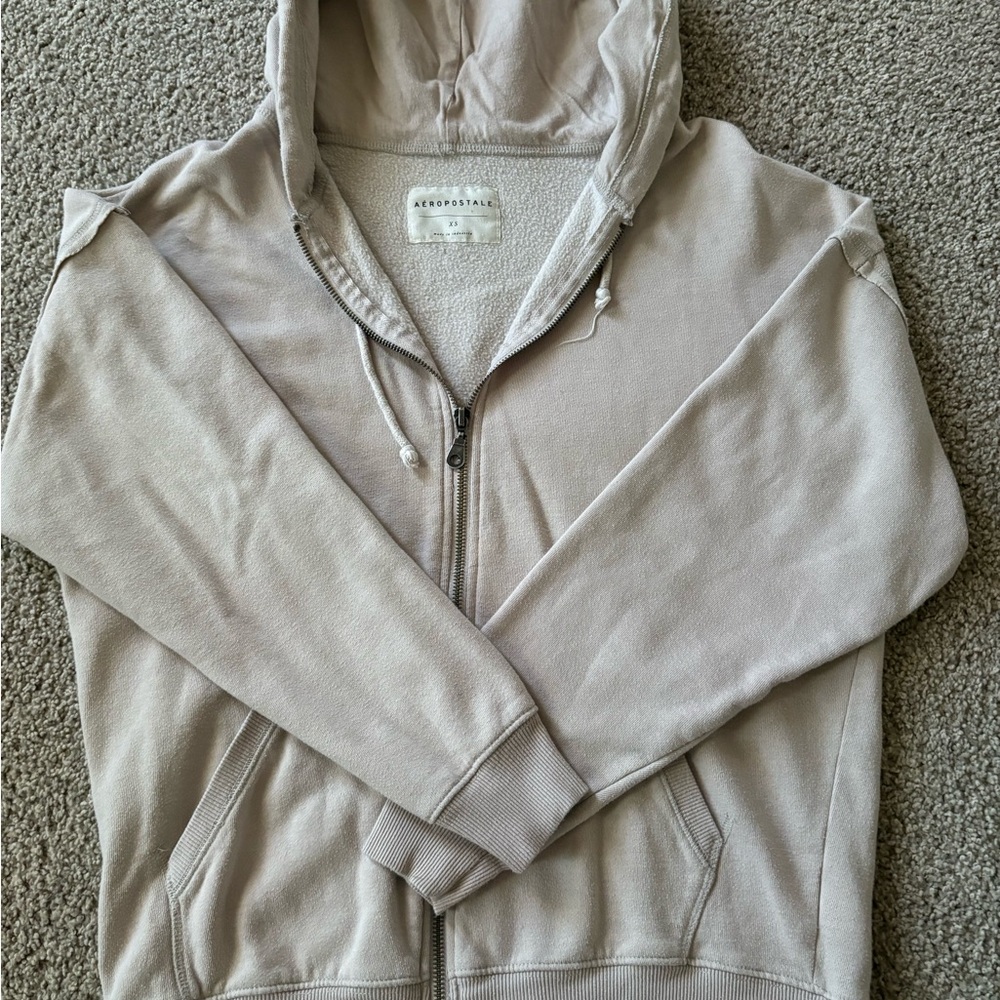 Aeropostale Cream Zip Up Sweater